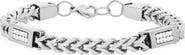 HMY JEWELRY Stainless Steel Simulated Diamond Wheat Chain Bracelet