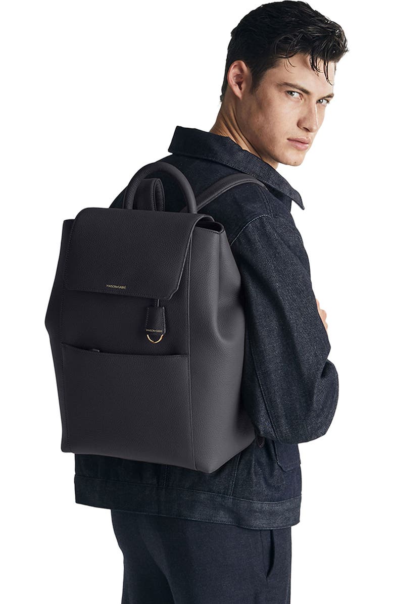 MAISON de SABRÉ Large Leather Soft Backpack, Alternate, color, Graphite Grey