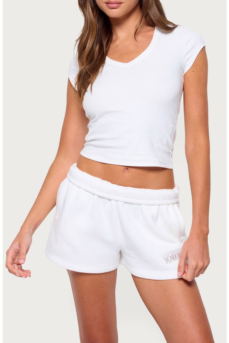 Gillie Ribbed V-Neck T-Shirt, Main, color, WHITE