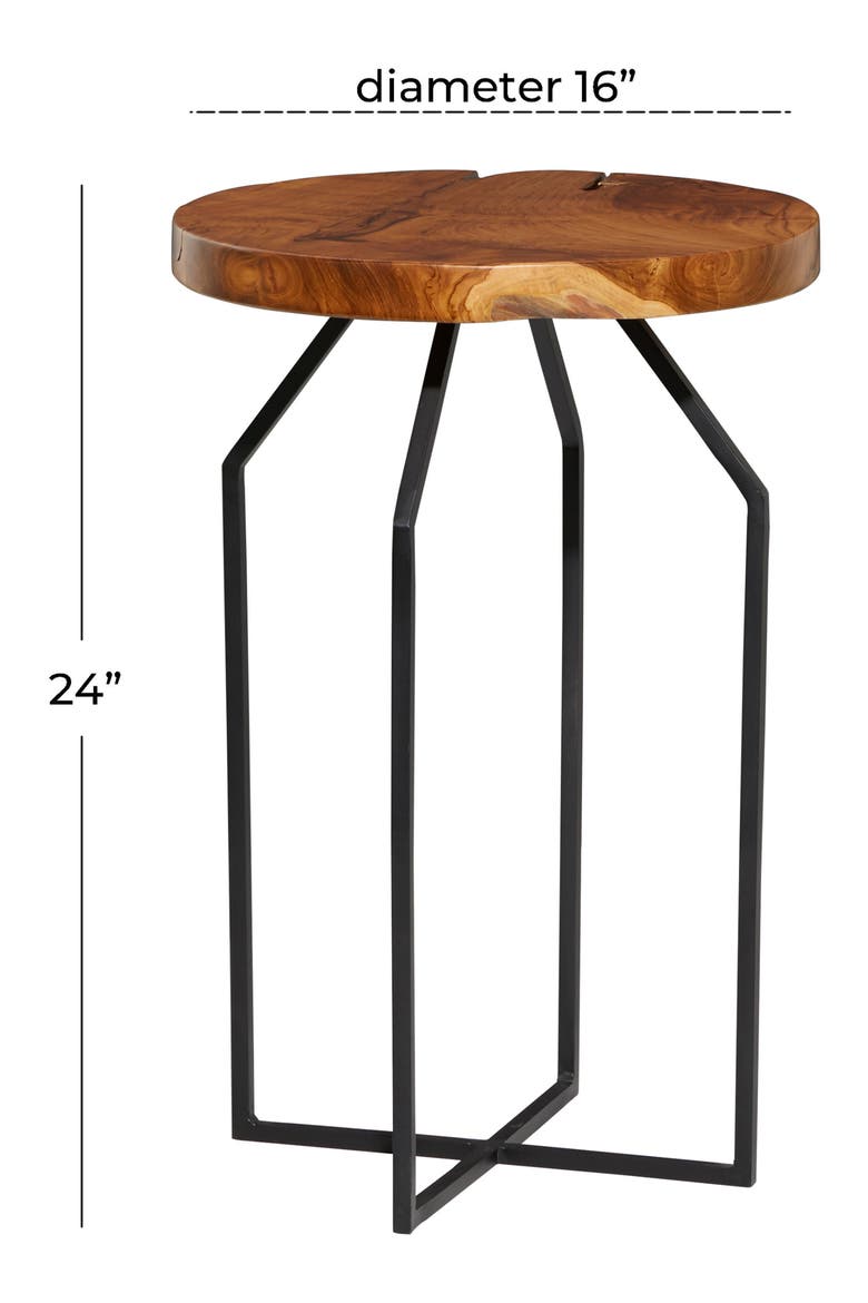 Brown Metal Contemporary Accent Table with Black X-Shaped Base, Alternate, color, BROWN
