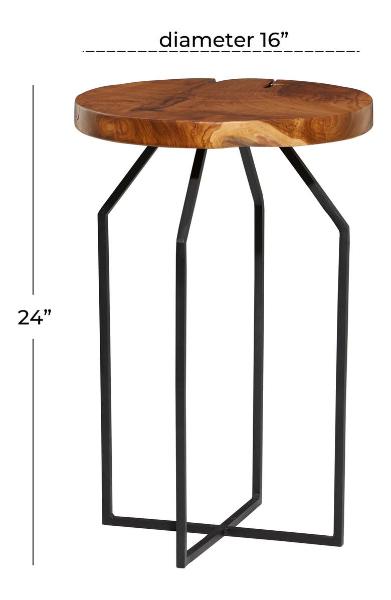 GINGER BIRCH STUDIO Brown Metal Contemporary Accent Table with Black X-Shaped Base, Alternate, color, 