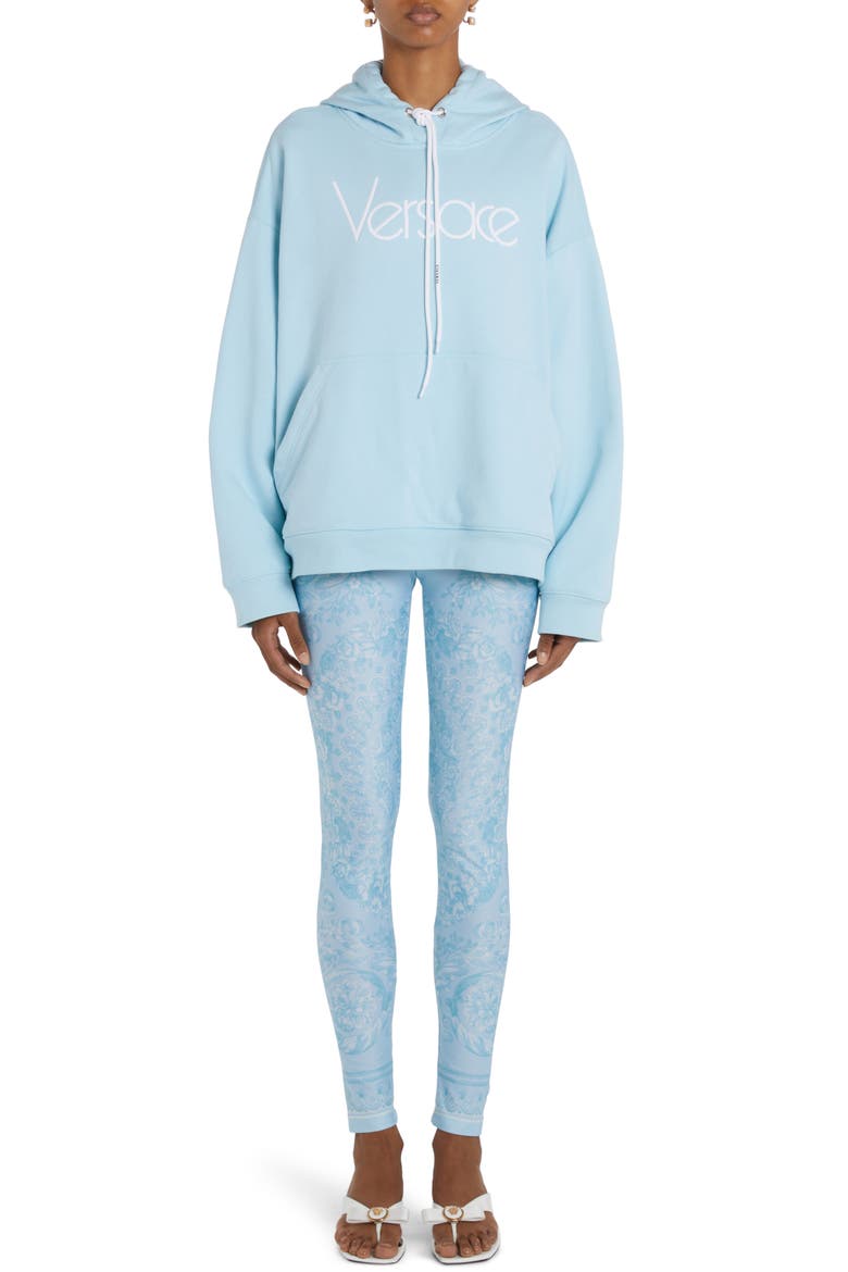 Baroque Print Leggings, Alternate, color, PALE BLUE