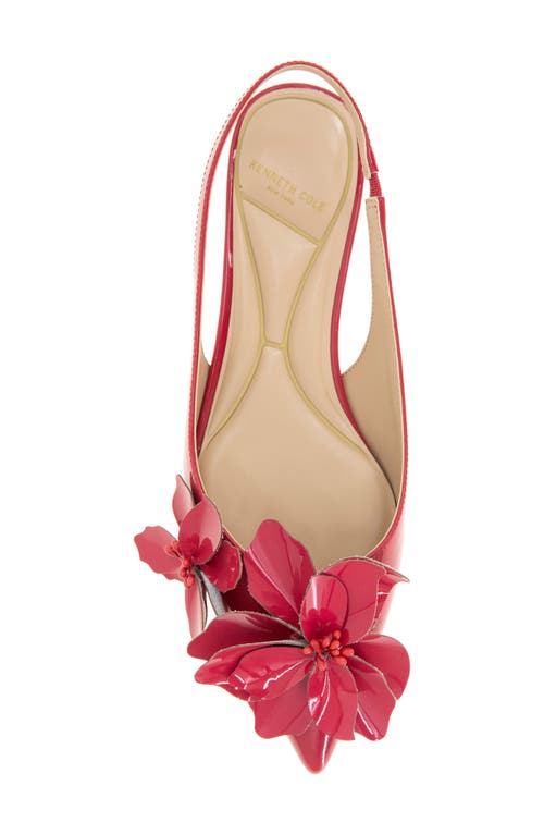 Kenneth Cole Tayla Patent Floral Appliqué Slingback In Red Patent