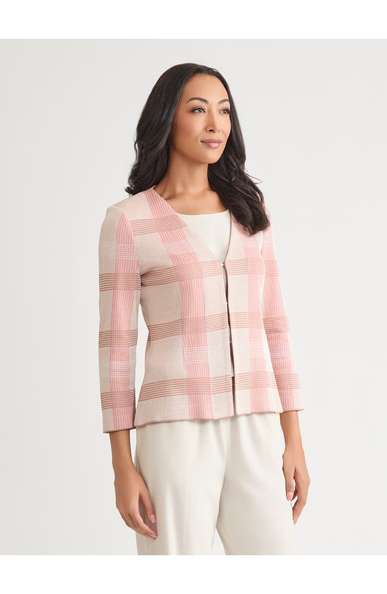 Misook Tailored Multi-Color Plaid Knit Jacket, Alternate, color, Honey Suckle/Biscotti