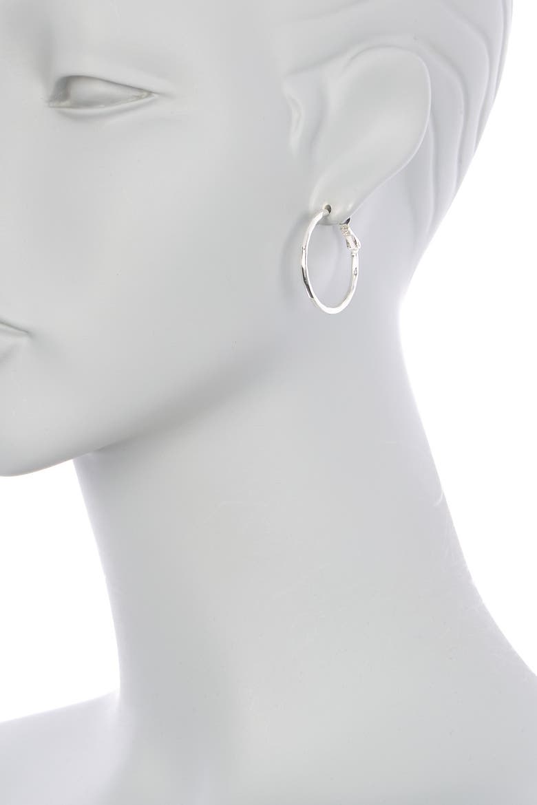 30mm Textured Hoop Earrings, Alternate, color, RHODIUM