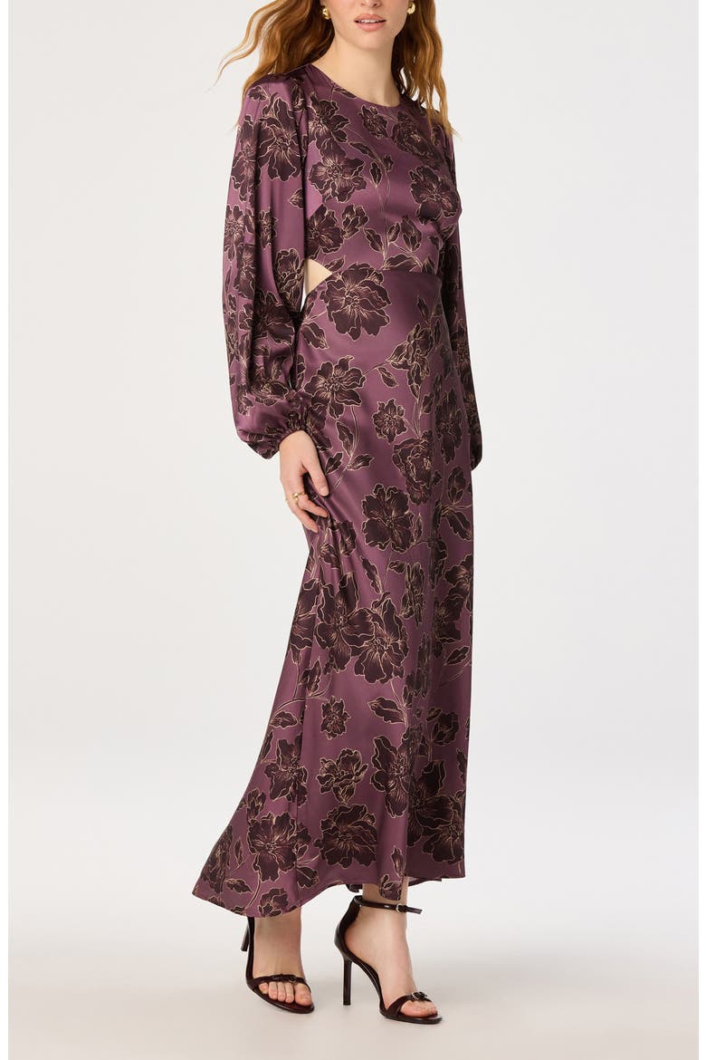 Quinn Bishop Sleeve Maxi Dress, Alternate, color, PLUM FLORAL