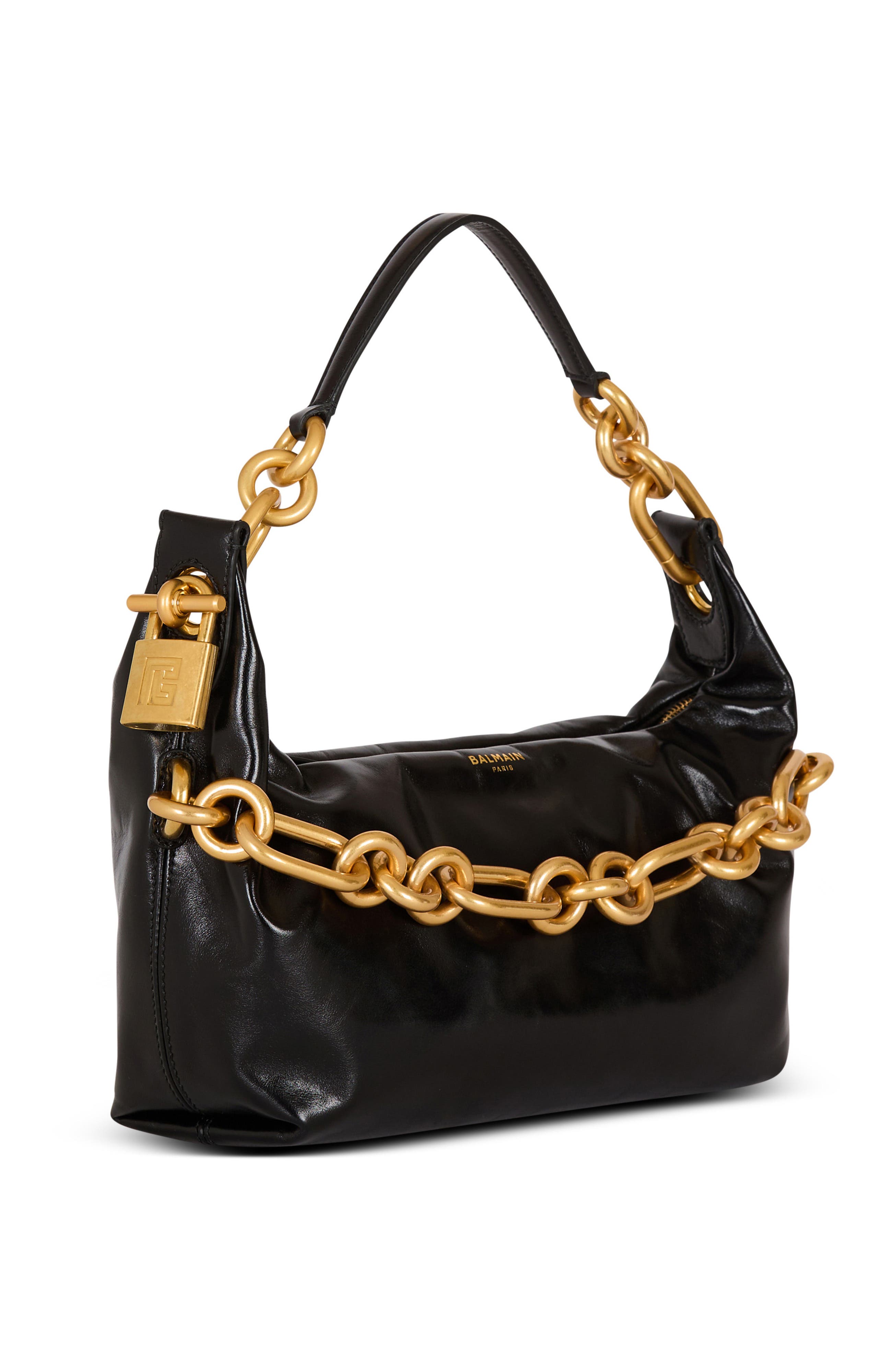 Balmain Medium Sync Bag In Calfskin Leather, Alternate, color, Black