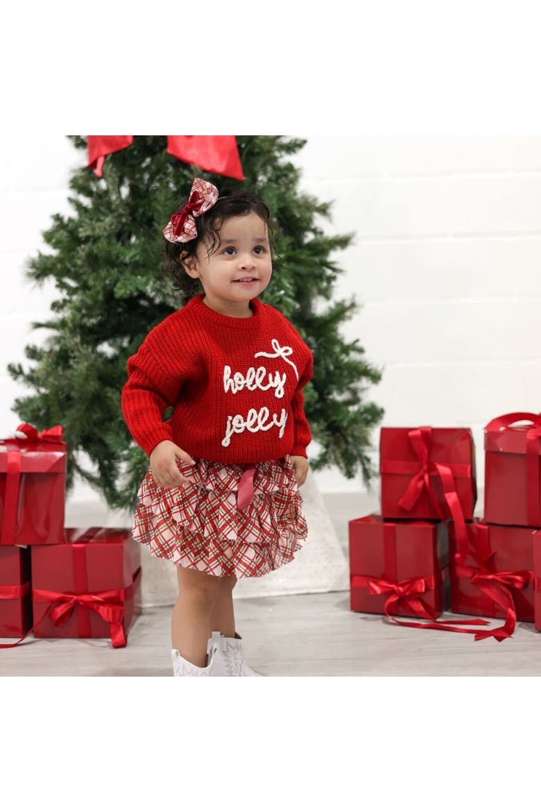 Holly Jolly Christmas Knit Sweater, Alternate, color, Ruby Red