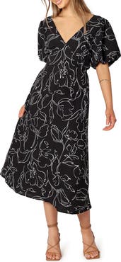 Petal & Pup Hallie Floral Cutout Puff Sleeve Cotton Blend Sundress