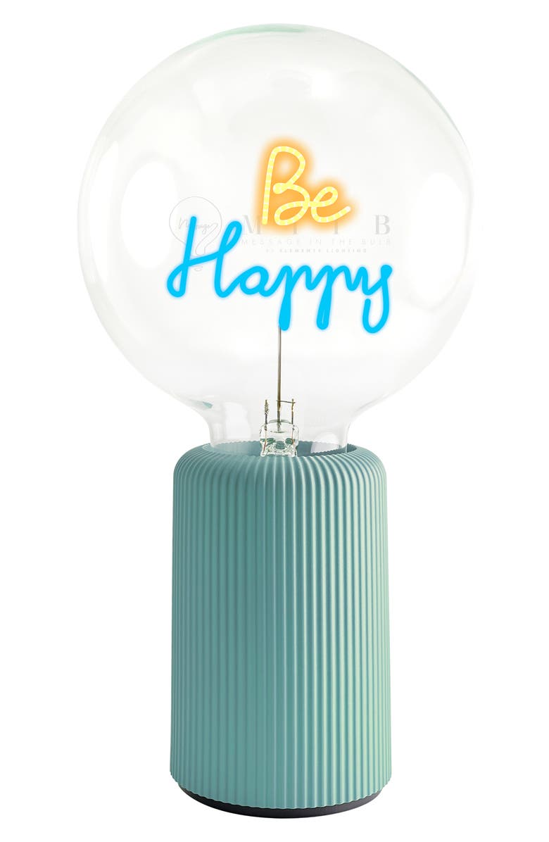 Message in the Bulb Be Happy Bulb Portable Table Lamp, Main, color, 