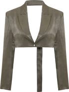 PCFG Linen Blend Crop Shiny Woven Jacket