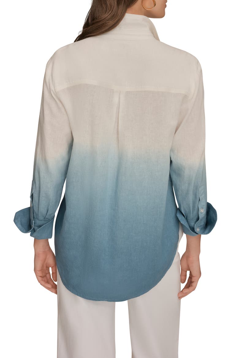 Dip Dye Linen Blend Woven Shirt, Alternate, color, WASHED INDIGO DYE
