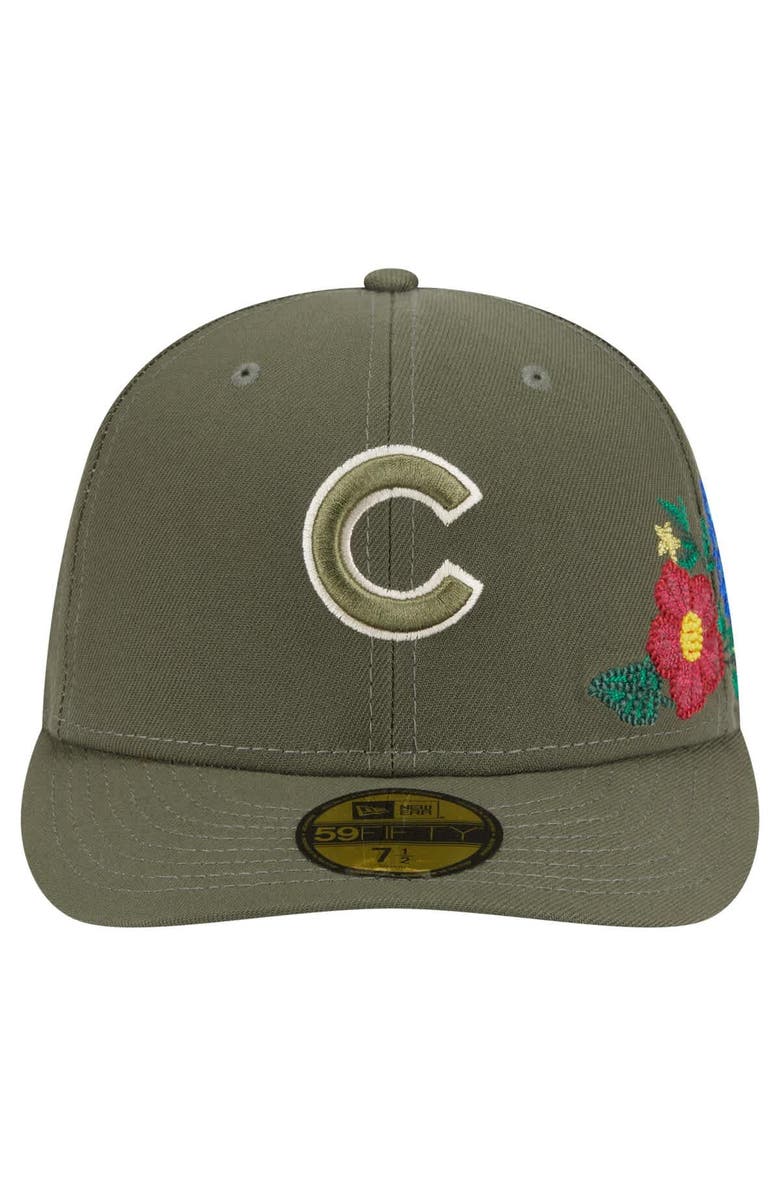 New Era Men's New Era Olive Chicago Cubs Tonal Florals 59FIFTY Fitted Hat, Alternate, color, Olive