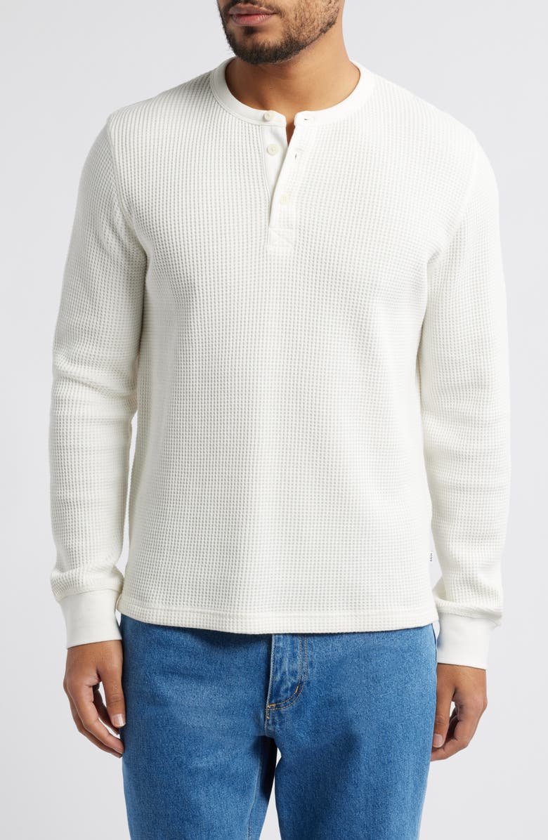 Wax London Heavyweight Stretch Cotton Thermal Henley, Main, color, Ecru