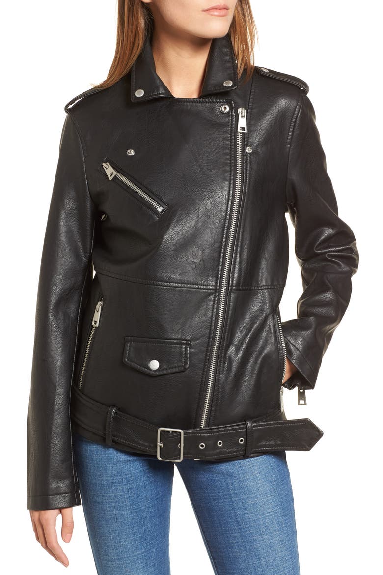 Levi's® Faux Leather Moto Jacket, Alternate, color, BLACK