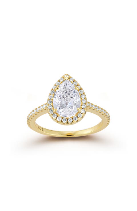 Pear Moissanite Halo Ring