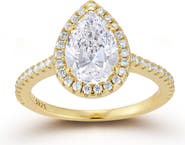 GLAZE JEWELRY Pear Moissanite Halo Ring