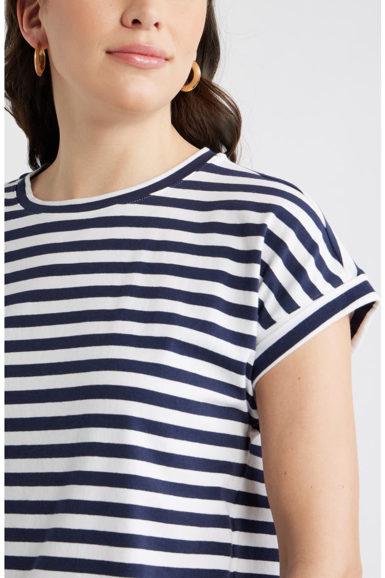 Cuff Sleeve T-Shirt, Alternate, color, NAVY- WHITE CHARM STRIPE