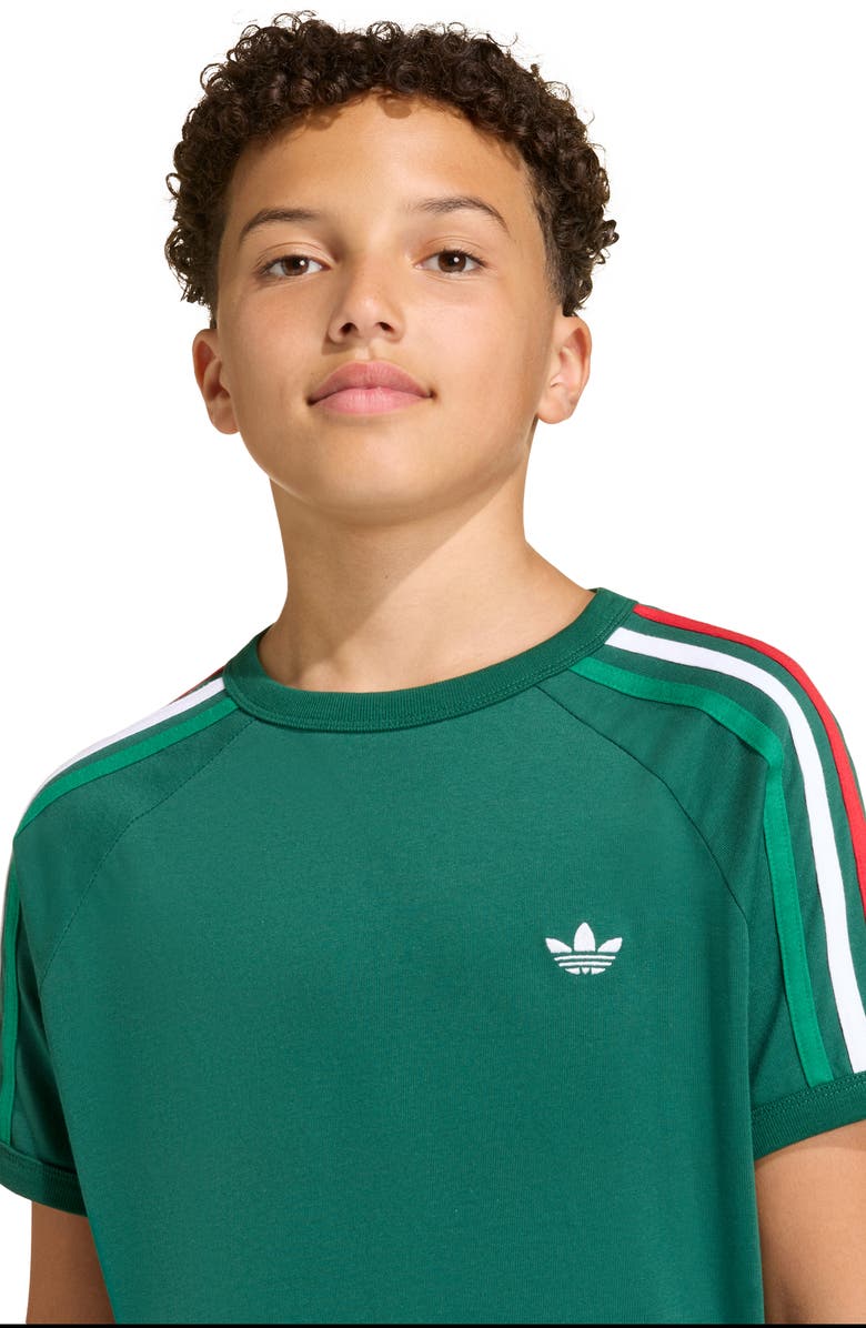 adidas Originals Kid's 3-Stripes Trefoil Logo T-Shirt, Alternate, color, Team Dark Green/White