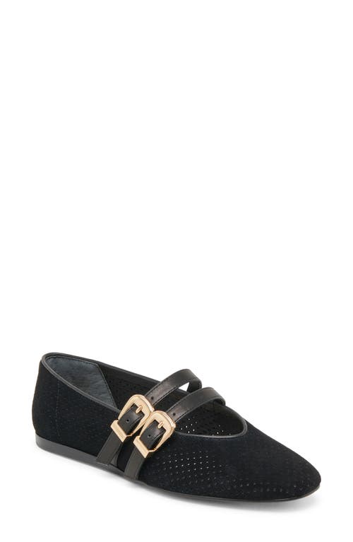 Dolce Vita Baylee Mary Jane Flat In Onyx Perforated Suede