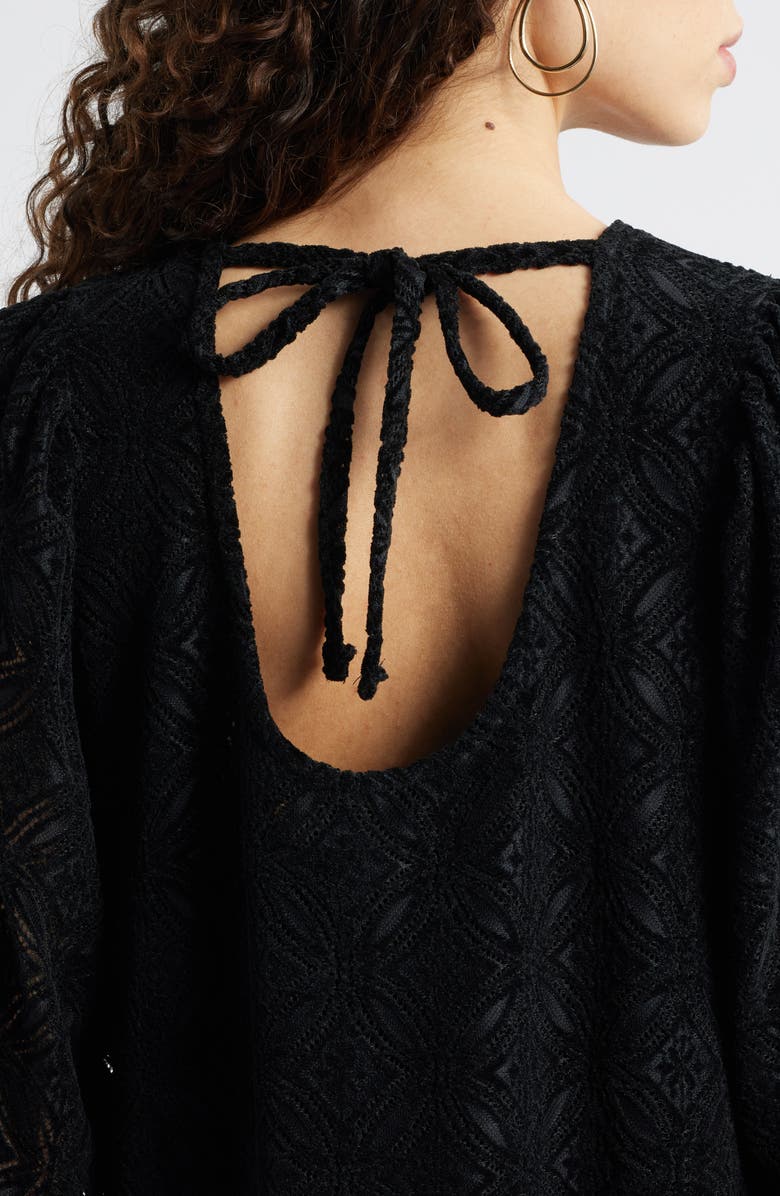 Treasure & Bond Long Sleeve Drop Waist Chenille Minidress, Alternate, color, Black