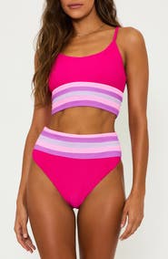 Beach Riot Millie Colorblock High Waist Bikini Bottoms