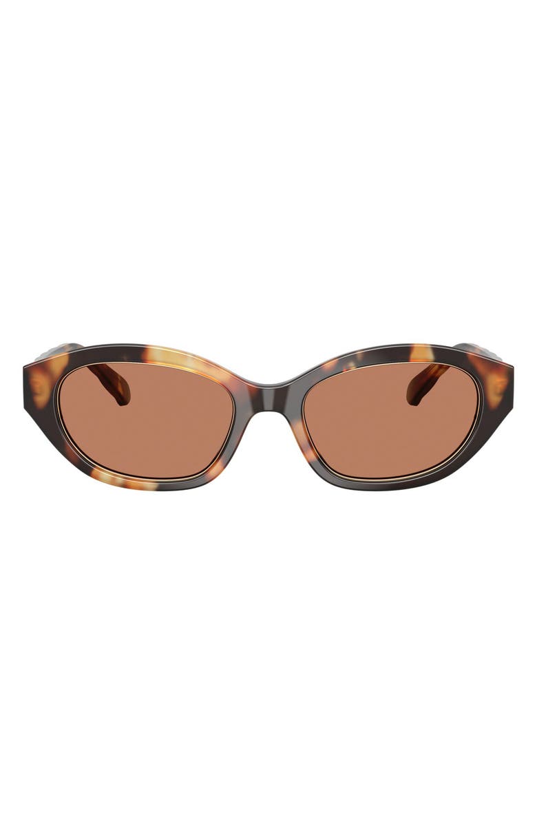 Tory Burch 52mm Polarized Irregular Sunglasses, Main, color, Contrast Tortoise / Amber