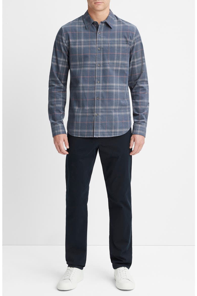 Plaid Corduroy Button-Up Shirt, Alternate, color, IRIS BLUE