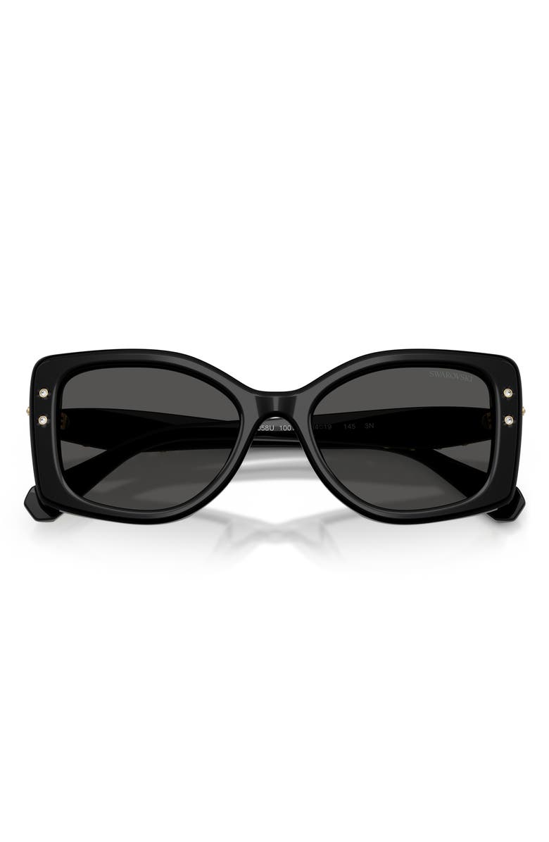 Swarovski 54mm Pillow Sunglasses, Alternate, color, Black / Dark Grey