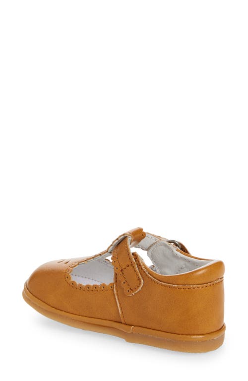 L'amour Dottie Scalloped T-strap Shoe In Brown