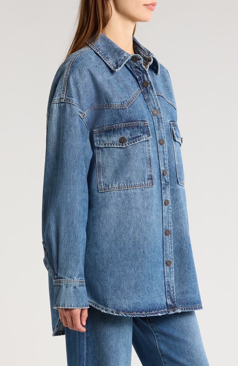 HIDDEN JEANS Oversize Western Denim Button-Up Shirt, Alternate, color, 