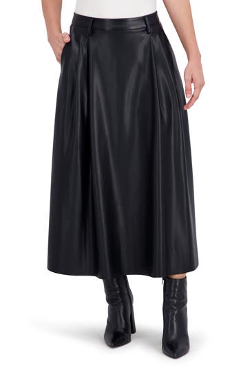 Ookie & Lala Supersoft Faux Leather Midi Skirt In Black