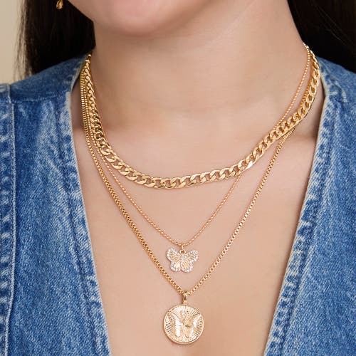Jessica Simpson Layered Coin & Charm Pendant Necklace In Gold