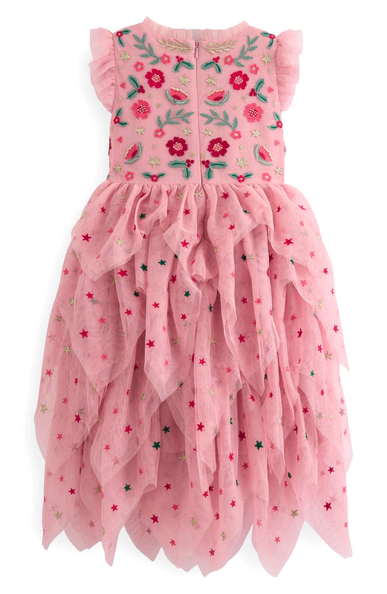 Mini Boden Kids' Embroidered Tiered Tulle Party Dress, Alternate, color, Vintage Pink Embroidery