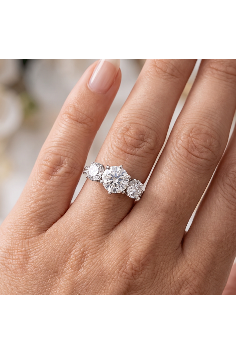 6 1/4 Ct Three Stone Diamond Engagement Ring Lab Grown Gold, Alternate, color, 10k White Gold