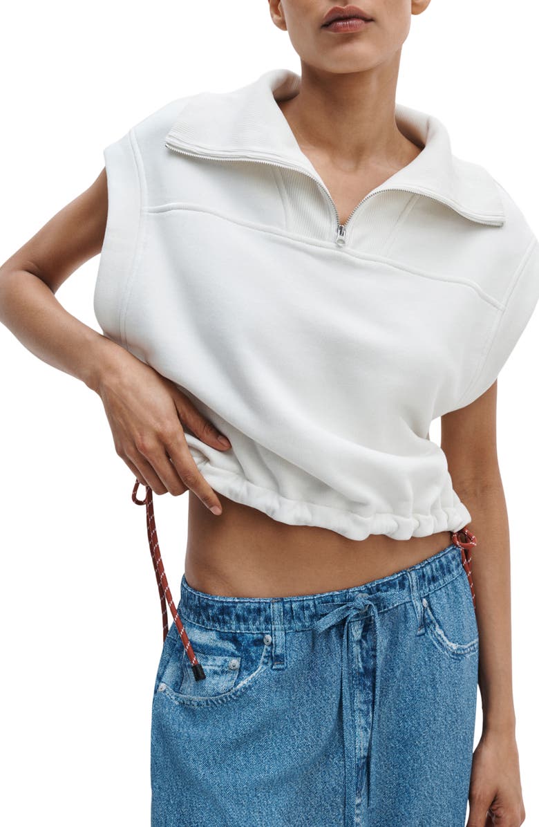 rag & bone Vintage Terry Half Zip Muscle Sweatshirt, Alternate, color, Cream