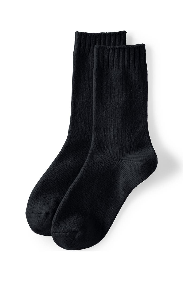 Lands' End CashTouch Crew Socks, Main, color, Black
