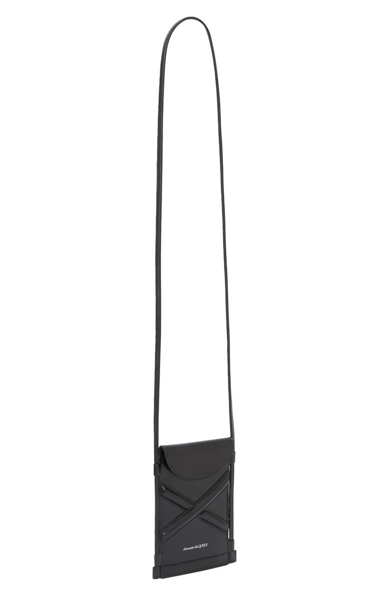 McQueen Alexander McQueen The Curve Leather Crossbody Phone Case, Alternate, color,