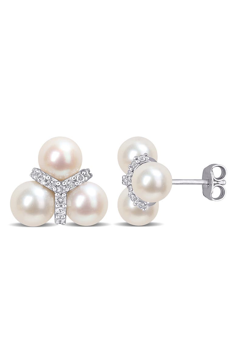 DELMAR Sterling Silver 6-6.5mm Freshwater Cultured Pearl Stud Earrings, Main, color, 