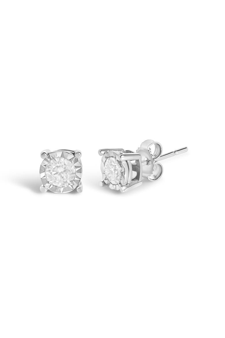 Silver 1/2 Ct Near Colorless Diamond Miracle- Stud Earrings, Alternate, color, White