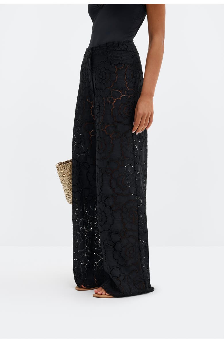 Malina Stacey Wide-Leg Lace Pants, Main, color, Black