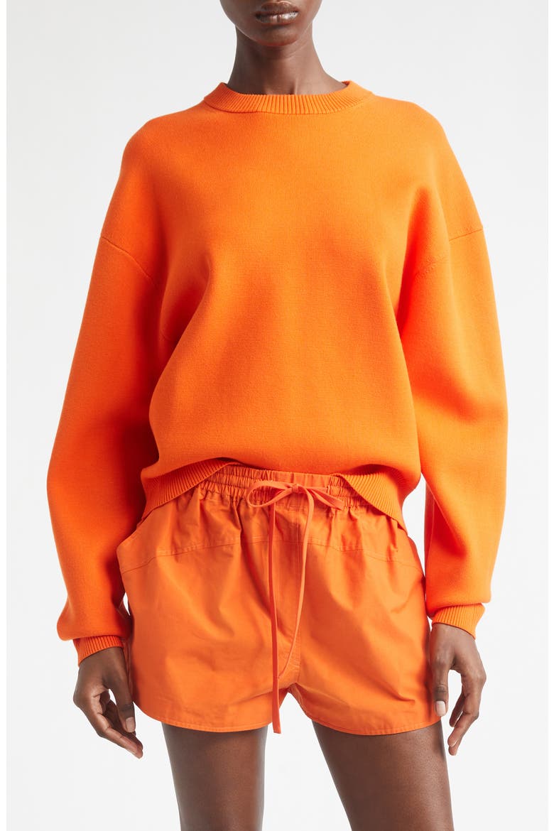 Teddy Crewneck Sweater, Main, color, POPPY