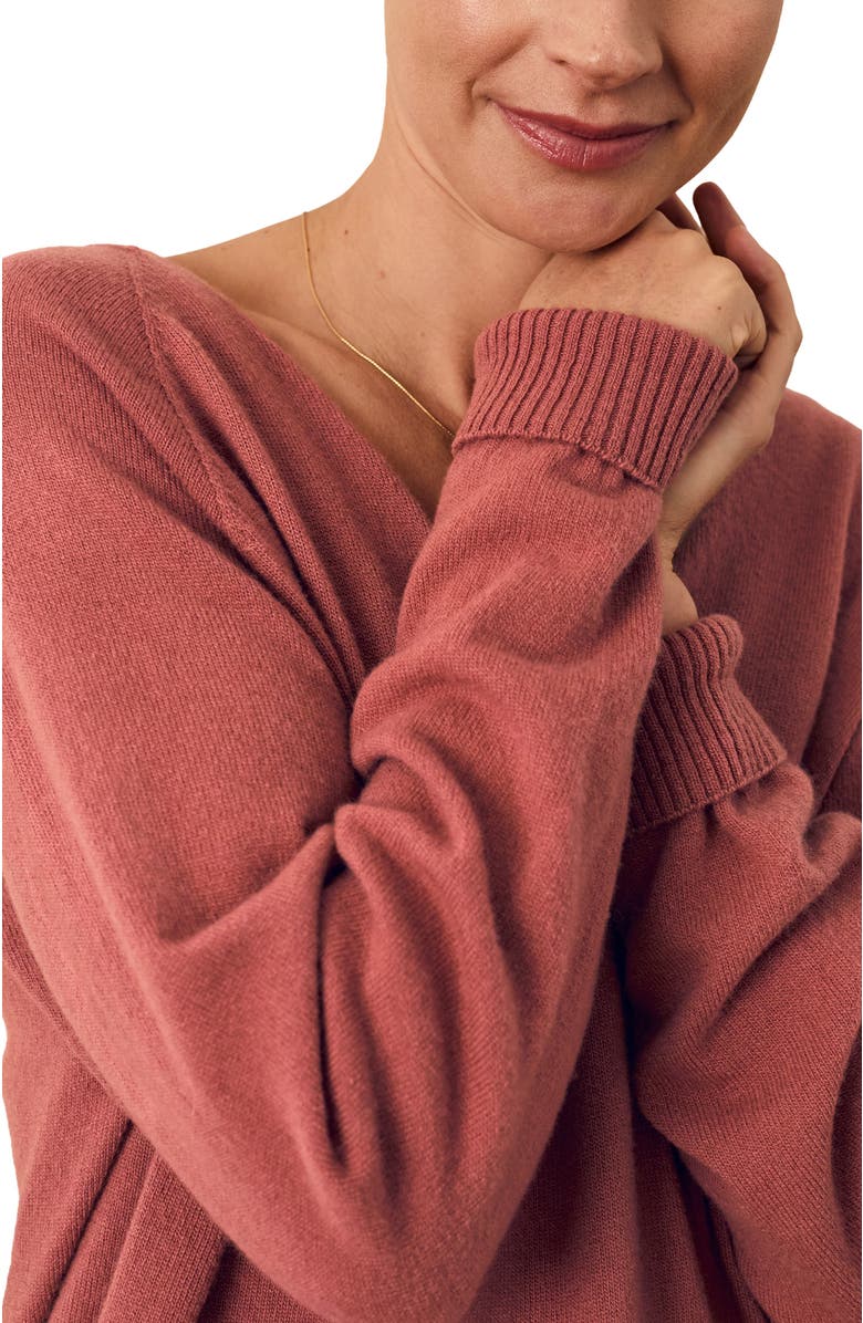 Celtic & Co. British Geelong Relaxed V-Neck Sweater, Alternate, color, Rose