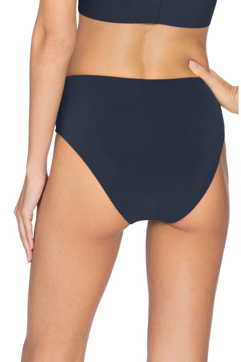 Ava High Waist Bikini Bottoms, Alternate, color, NAVY