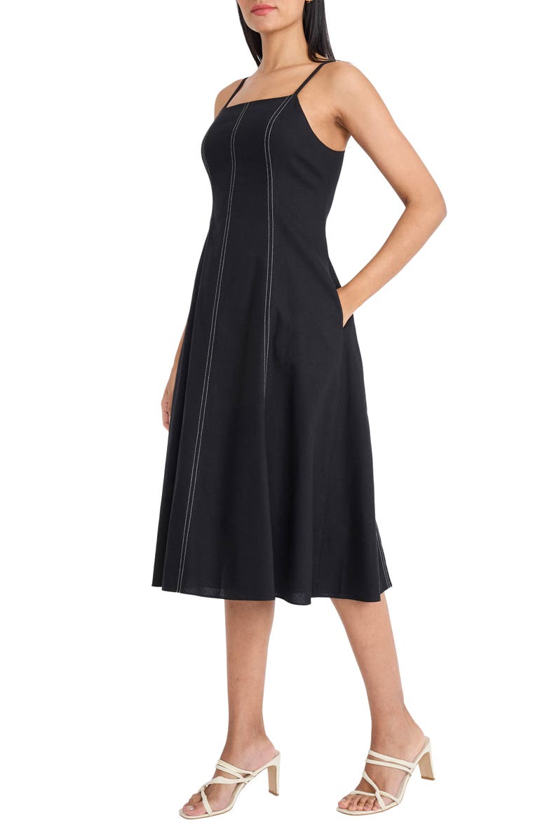 Maggy London Seam Detail Fit & Flare Midi Dress, Alternate, color, Black