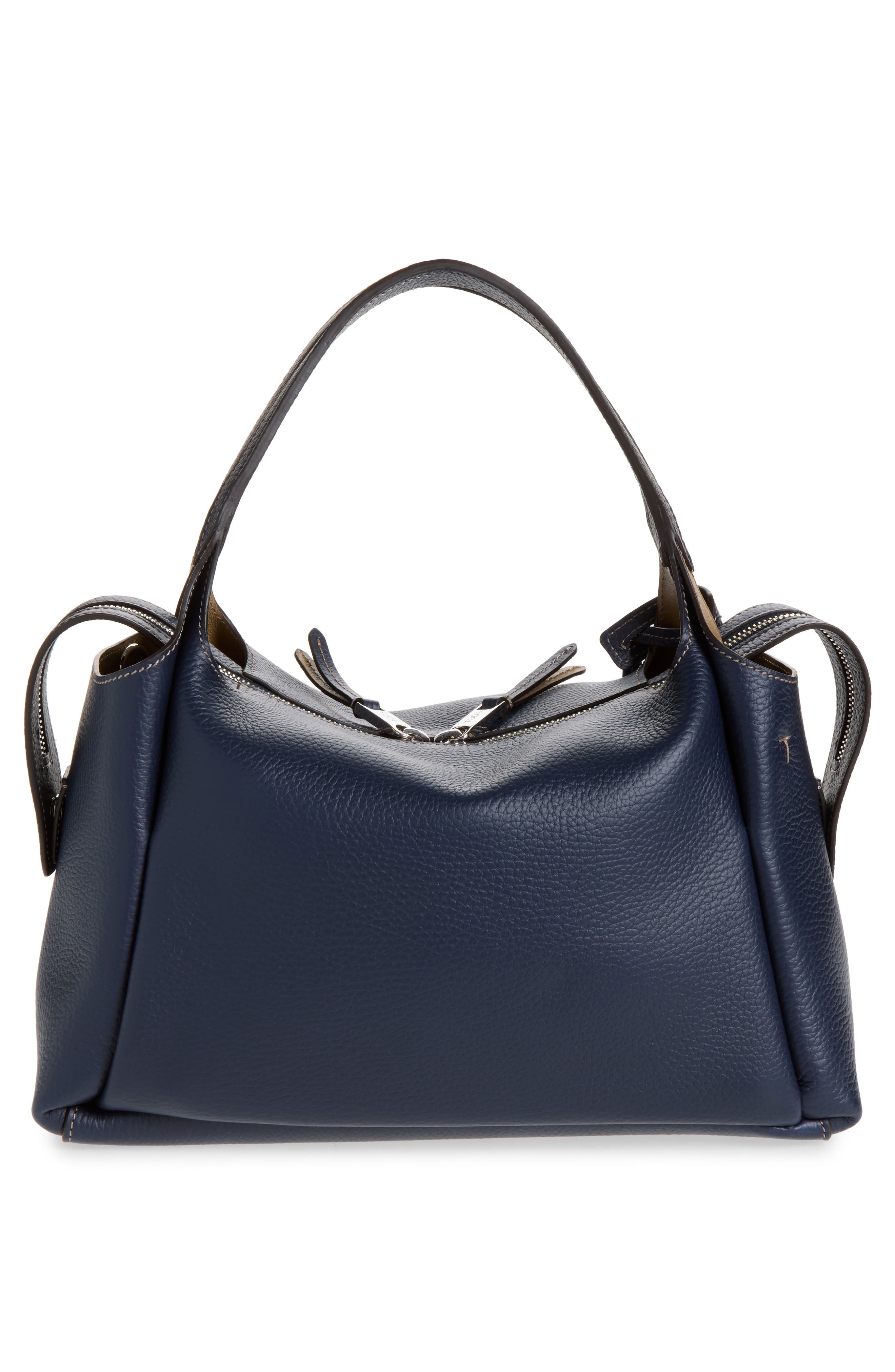 Small Bauletto Leather Crossbody Bag, Alternate, color, BLU/ CAPPUCCINO