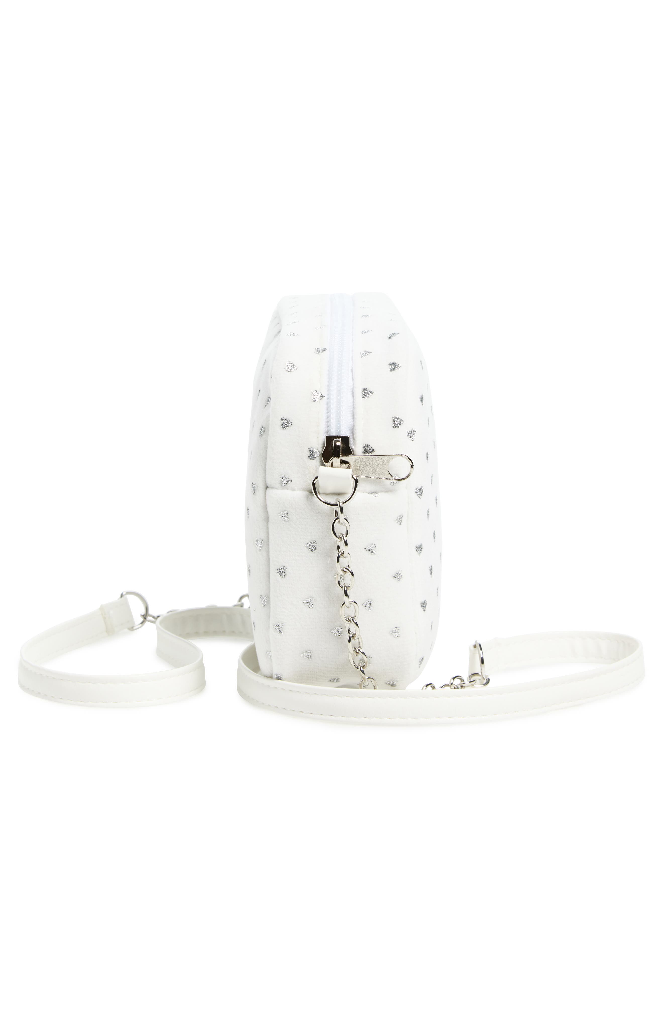 Capelli New York Kids' Velvet Glitter Heart Bag, Alternate, color, White