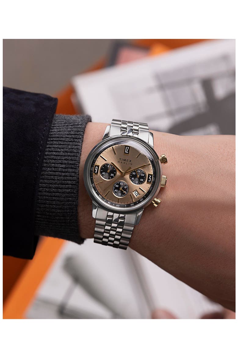 Marlin Chronograph Bracelet Watch, 40mm, Alternate, color, STAINLESS STEEL