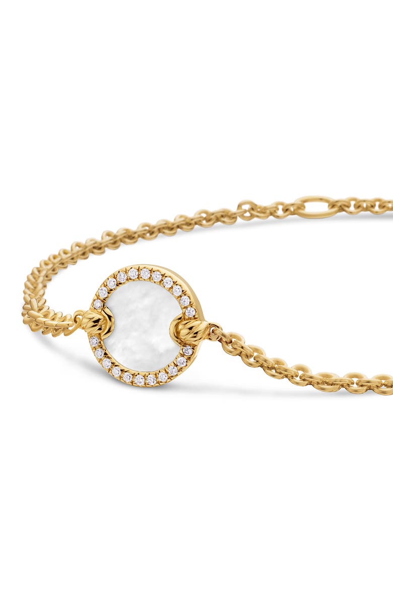 David Yurman Petite DY Elements<sup>®</sup> Center Station Chain Bracelet in 18K Yellow Gold with Mother-of-Pearl & Pavé Diamonds, Alternate, color, 