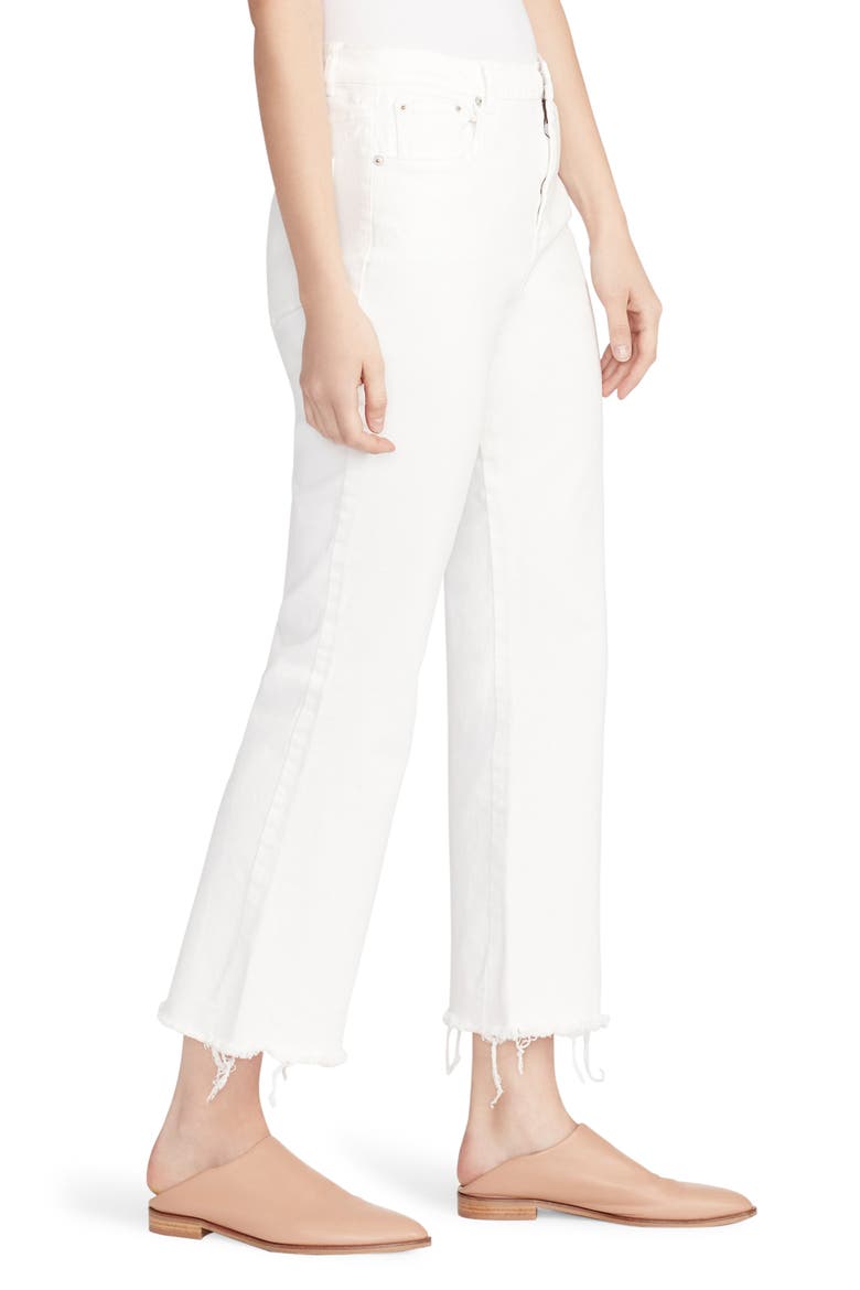 High Waist Crop Flare Jeans, Alternate, color, WHITE